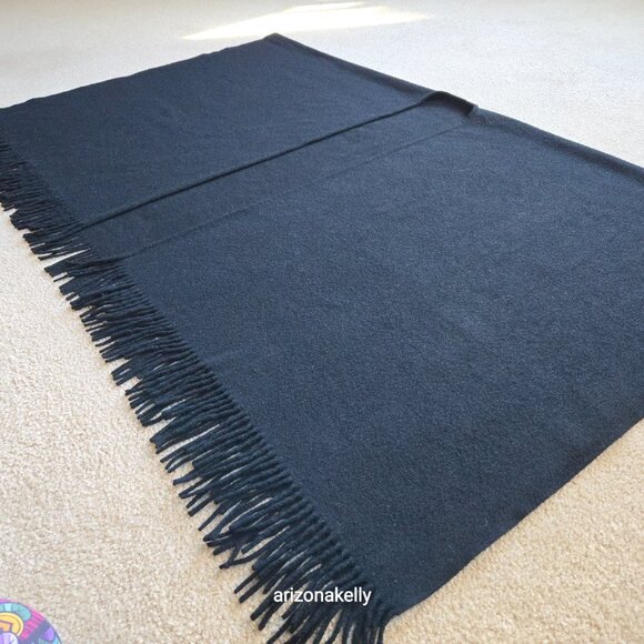 Oversized THICK Wool Wrap Flawless Black Fringe Men's Tall Plus - Picture 8 of 15